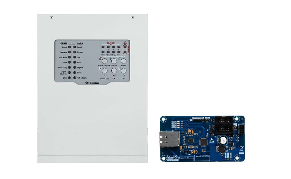Centrala de detectie incendiu conventionala, 4 zone, cu modul Ethernet, Teknim Kit Tfp-3124