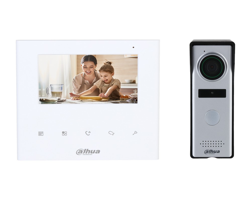 Kit videointerfon analog, 1.3 MP, 1 familie, auto IR, 4.3 inch, montaj aparent, Dahua, KTA04