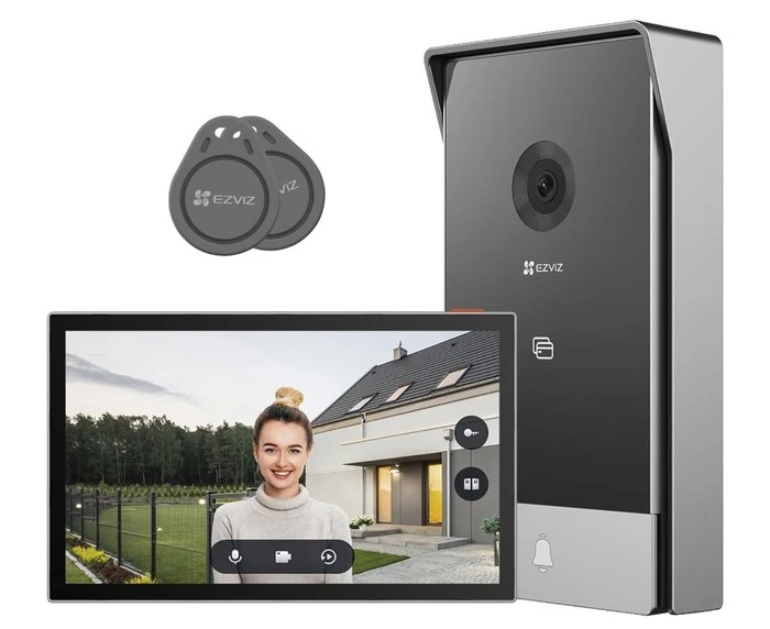 Kit videointerfon EZVIZ HP5, 2MP, Wi-Fi 6, monitor 7 inch, RFID, comunicare bidirectionala, control aplicatie, slot microSD, CS-HP5(2MP)