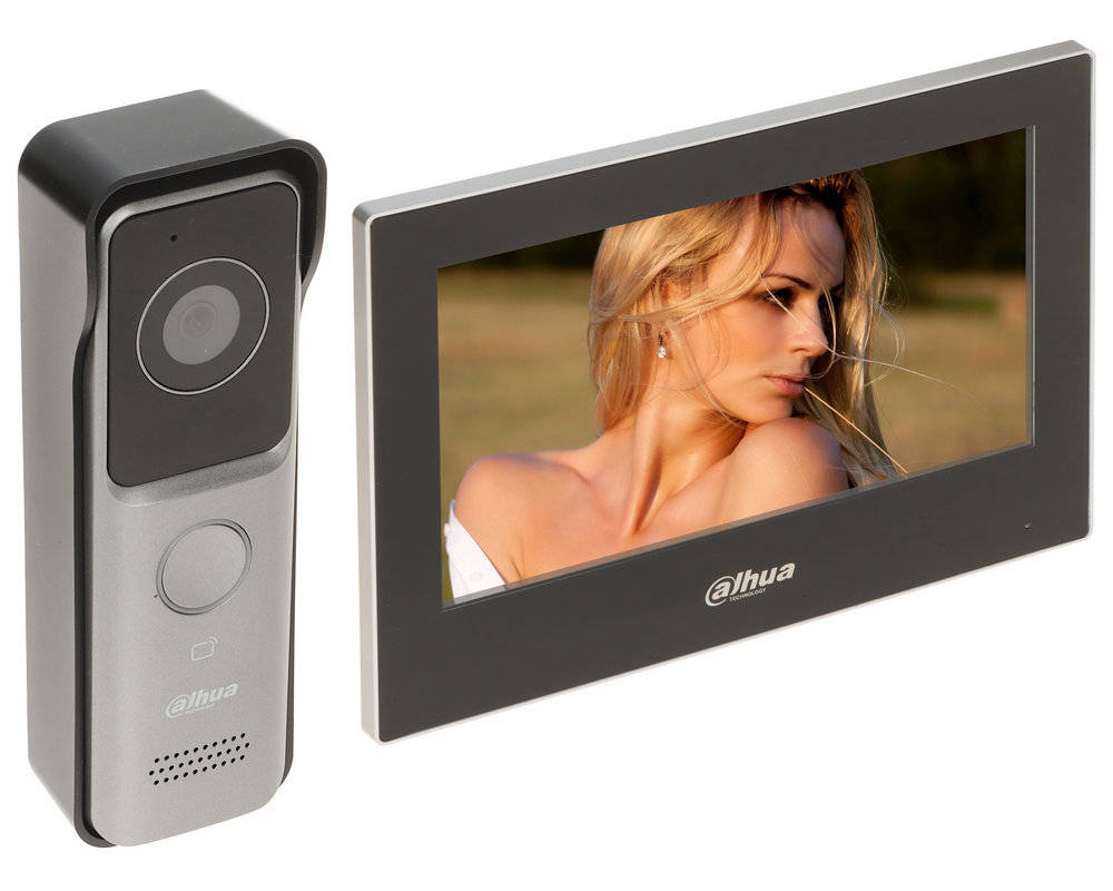 Kit videointerfon Dahua IP,  2 MP, Wi-Fi, PoE, mifare 13.56 MHz, MicroSD, H.265, monitor 7inch TFT, IP65, KTW02