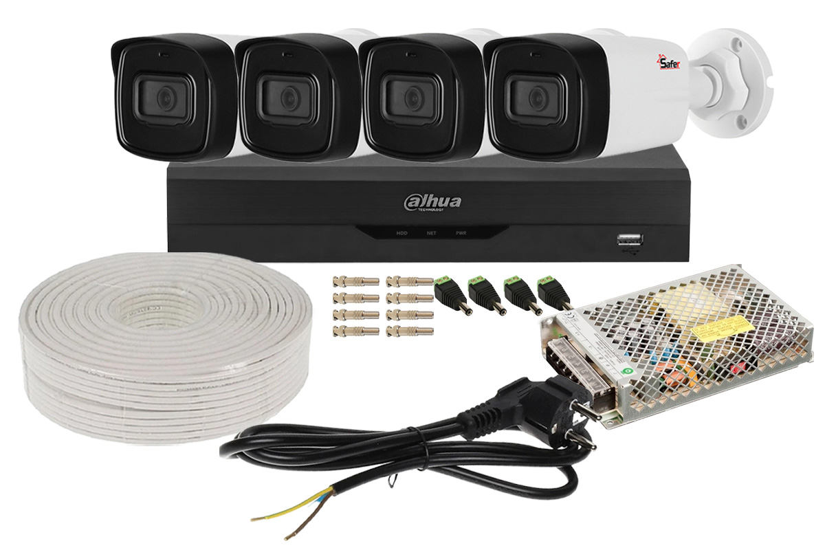Kit de supraveghere pentru exterior, 2MP, IR 40m, 4 camere si DVR, DAHUA, KITDAH2MP80EXTACC