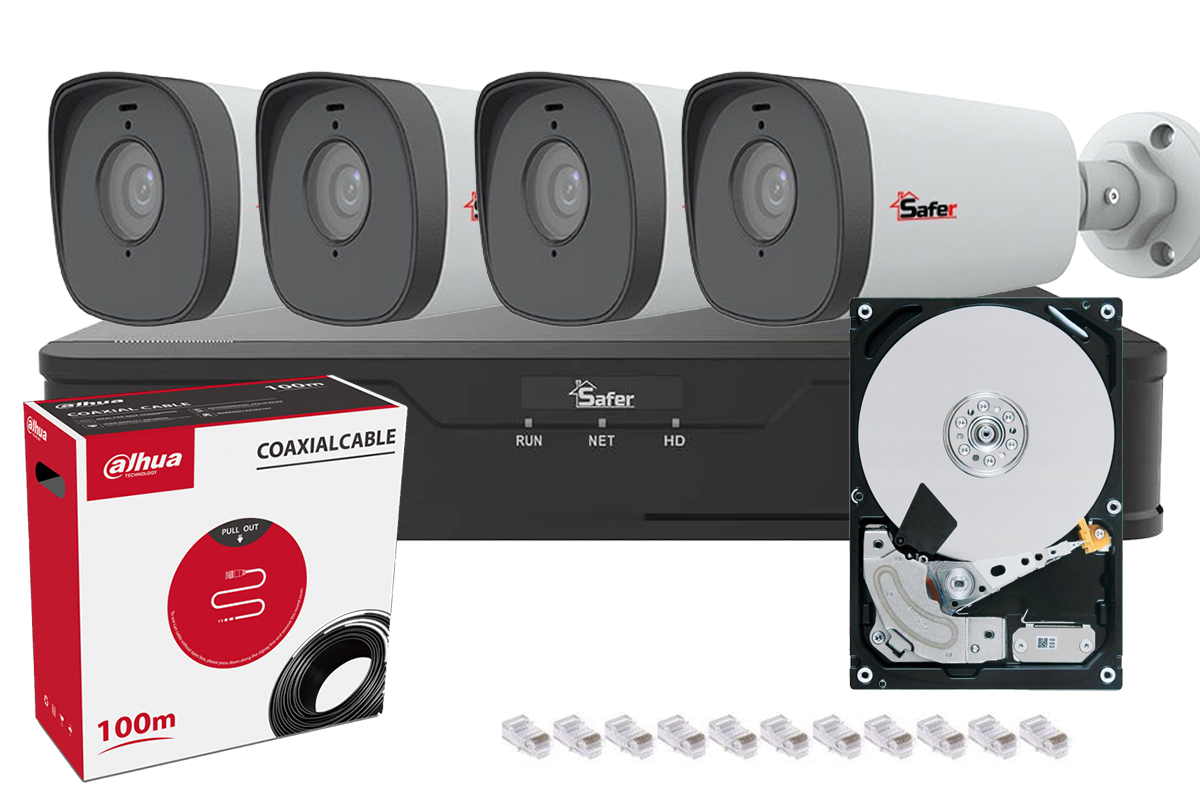 Kit de supraveghere IP complet, 4 camere exterior 2MP, IR 80 metri si NVR 4 canale KITIP-4X-2MP480ACC-A