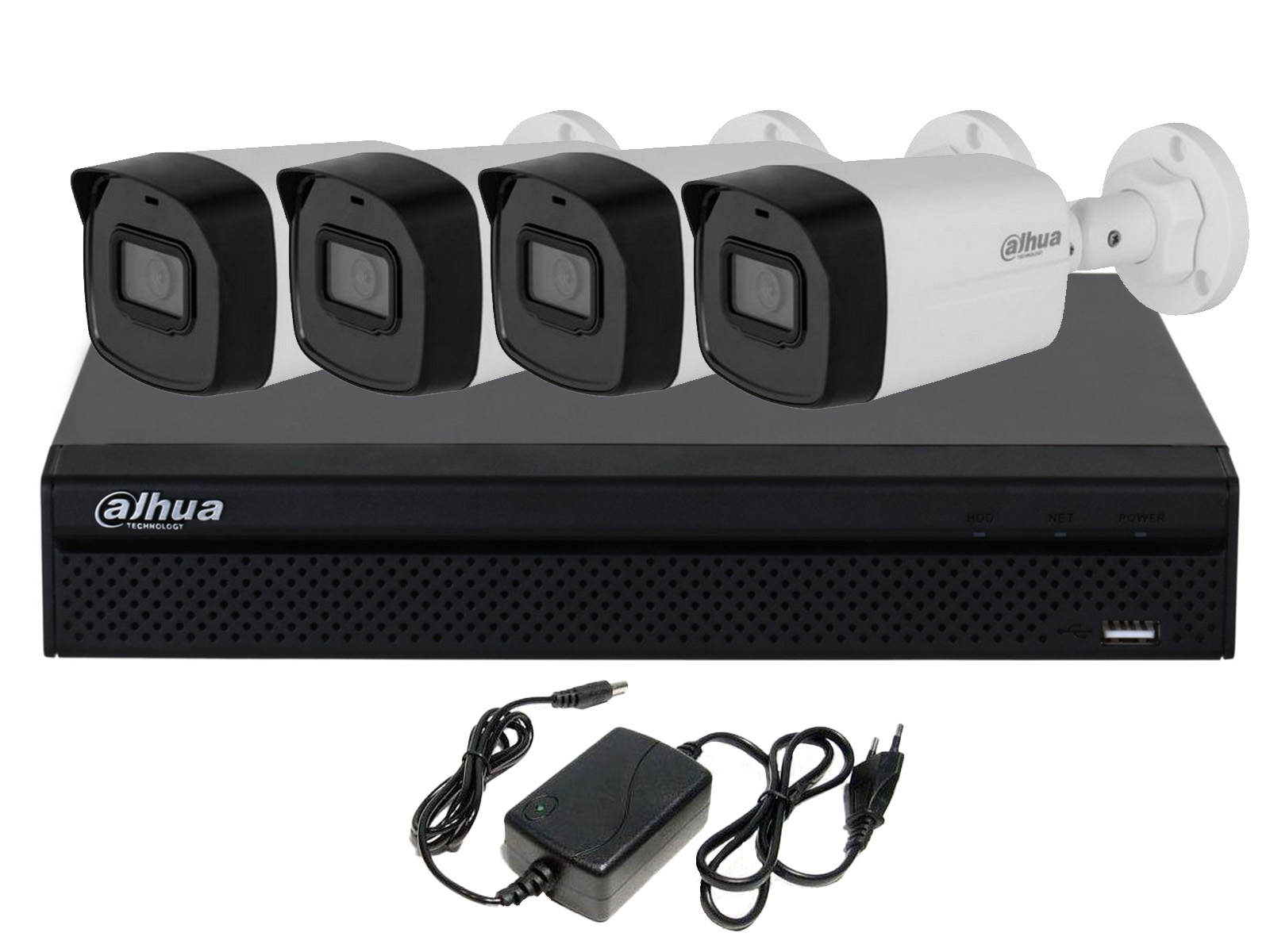 Kit supraveghere IP Dahua, 4 camere FULL HD 2MP, IR 30 m, lentila 3.6 mm, IP67, NVR 4 canale, KITIP4FULLHDAL