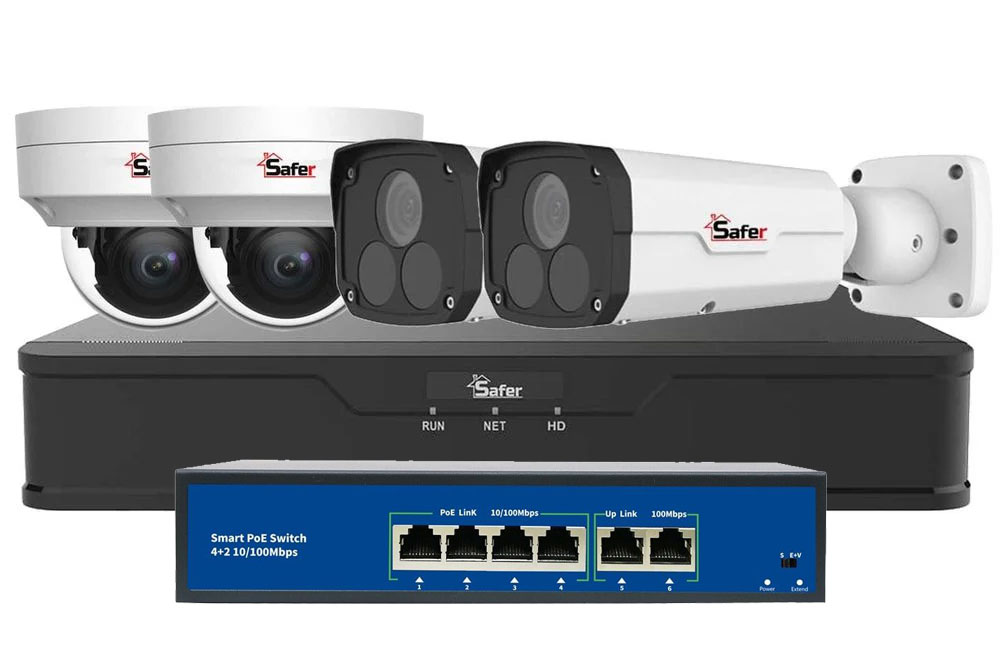 Kit pentru supraveghere video IP, 2K 4MP, PoE, IR 60 metri, NVR 4 canale, KITPOE2MPMIXT