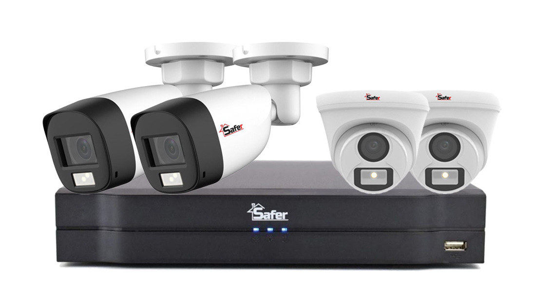 Kit camere supraveghere profesionale, 4 camere, 5MP, lentila 2.8mm, Iluminare duala, DVR 4 canale, Safer, KITSAF4X-5MP2028UMX