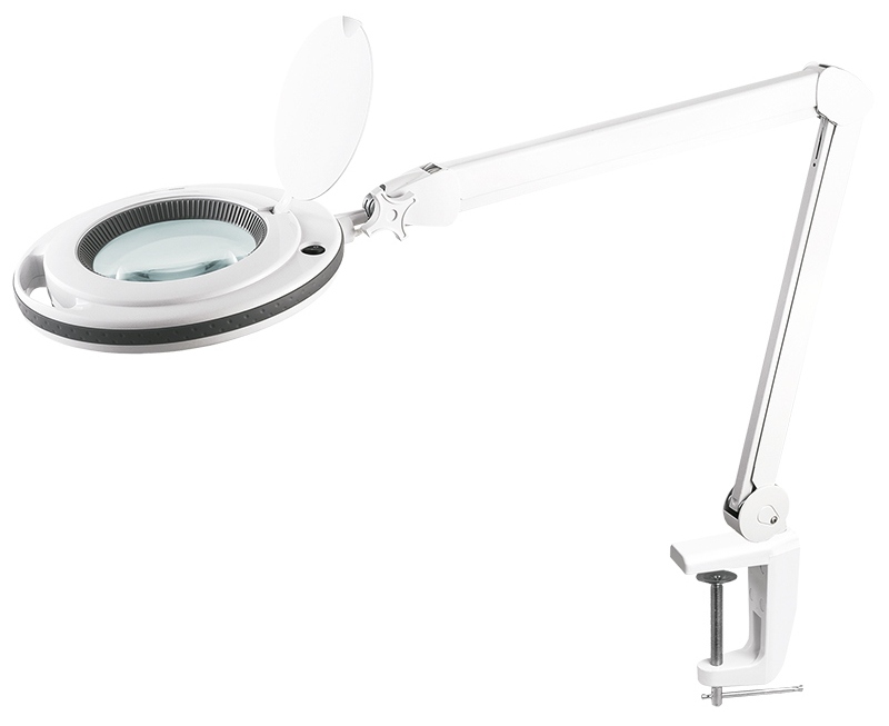 Lampa cu lupa de 5 dioptrii, 10W, 730 lm, 6500K, clema metalica, brat reglabil, Rebel NAR0461-2