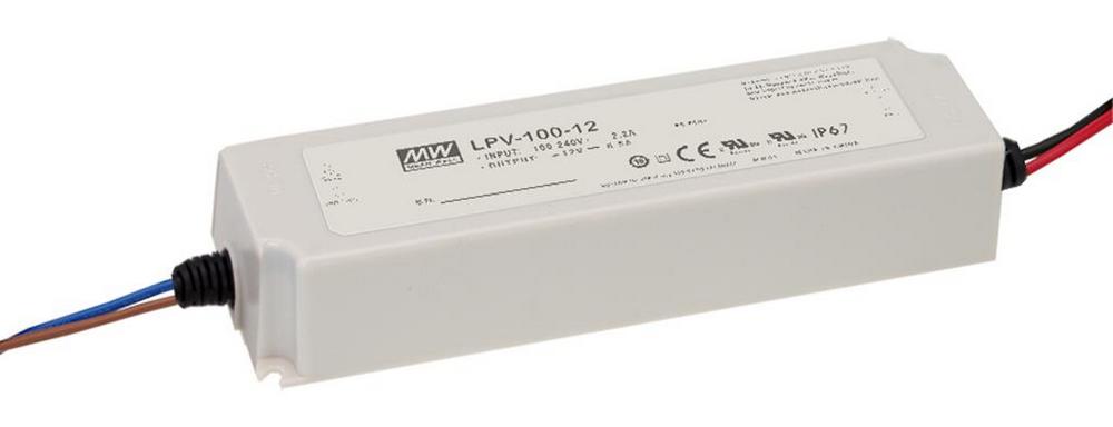 Sursa de alimentare pentru instalatii LED, Mean Well, 12V - 8.5A ~ 102W, interior / exterior, IP67, cu protectie, LPV-100-12