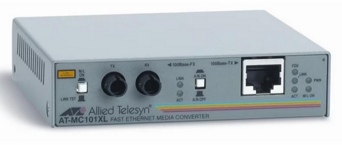 Media Convertor Allied Telesis MC101XL, 100TX/100FX, Conector ST, 100Mbps, 1x RJ45, distanta transmisie 2km, consum 6W