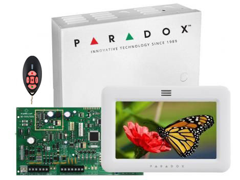 Centrala de alarma antiefractie wireless Paradox MG5050 cu telecomanda REM2 si tastatura TM50, MG5050+TM50+REM2