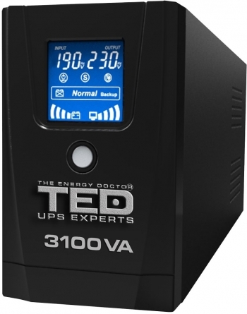 UPS 1800W - 3100VA TED Electric, 3 prize Schuko, Display LCD, UPS3100TED, TED004673