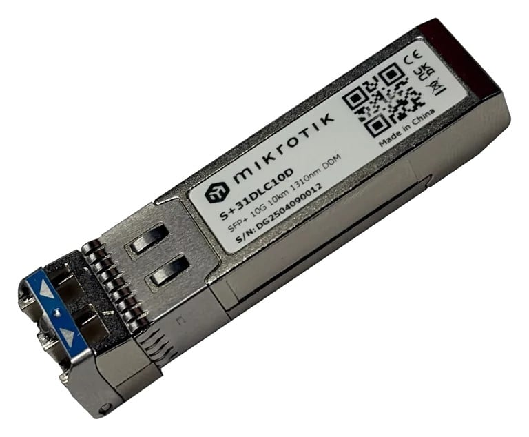 Modul SFP+ MikroTik S+31DLC10D , 10G, single-mode, 1310nm, conector Duplex LC, 10km, monitorizare DDM