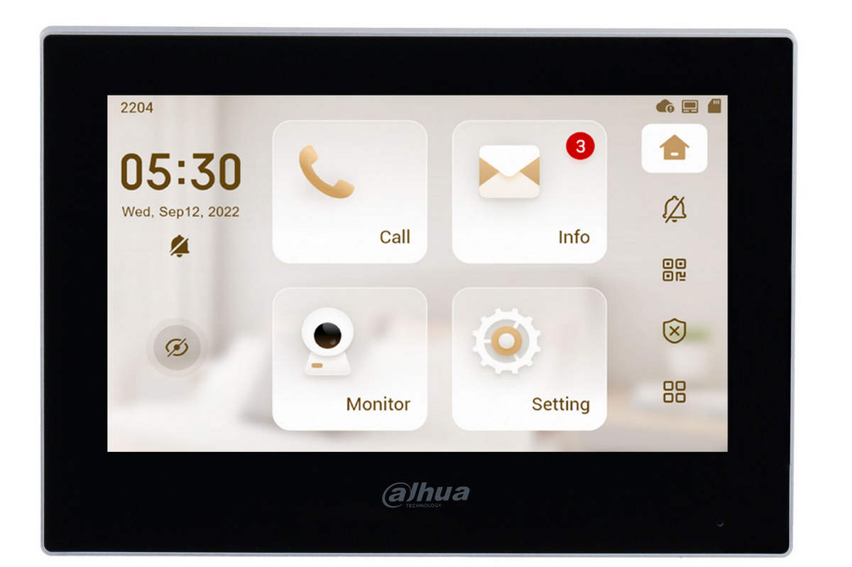 Monitor interior videointerfon IP Dahua VTH2621G-P, aparent, ecran 7” TFT, Audio bidirectional, Alarma, PoE, negru