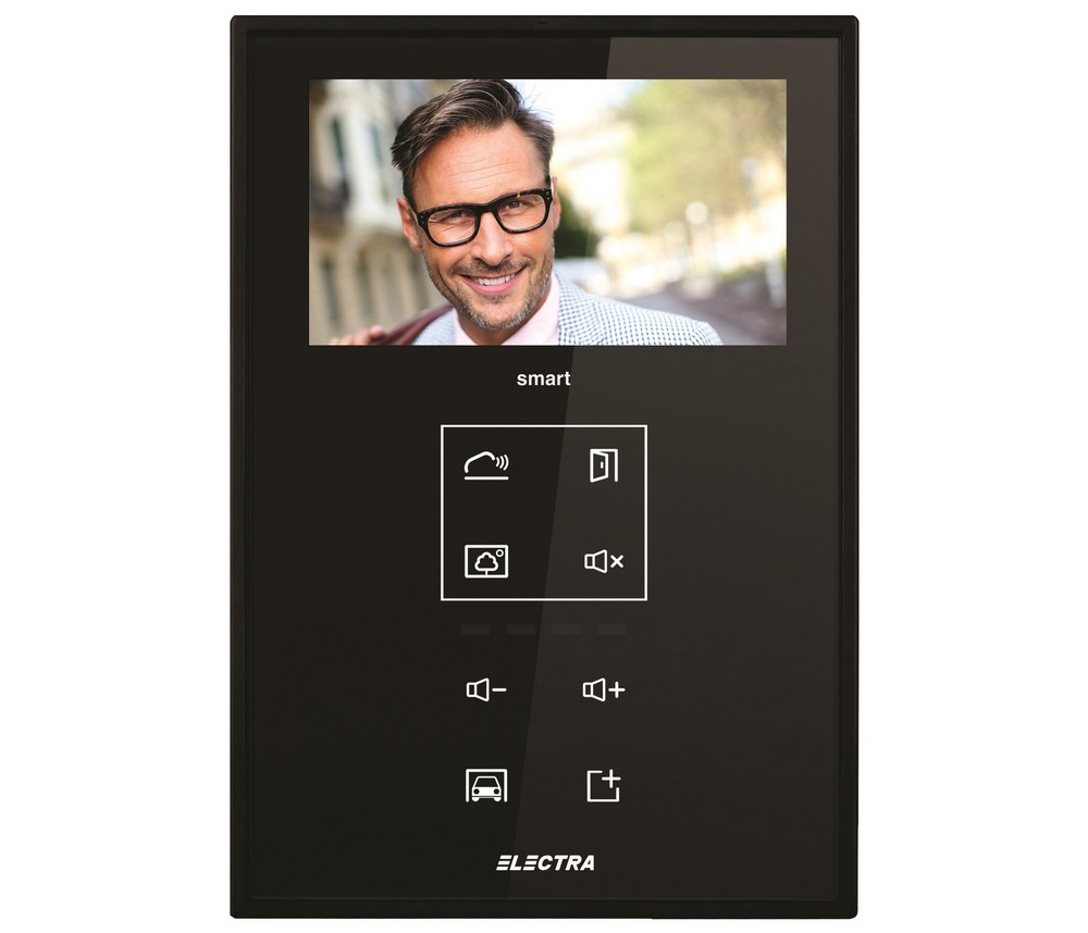 Monitor videointerfon de interior, 4.3 inch, Smart LCD color, taste touch, negru, montaj aparent, IP 31, Electra VTM.4S083.ELBTL