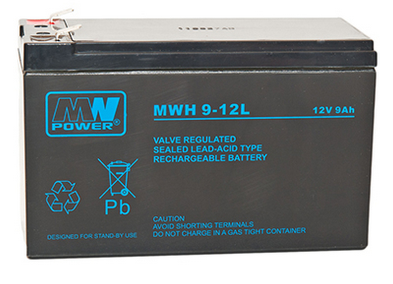Baterie MW Power, 12V, 9Ah, 151 x 65 x 94 mm (+6 mm borne), MWH9-12L