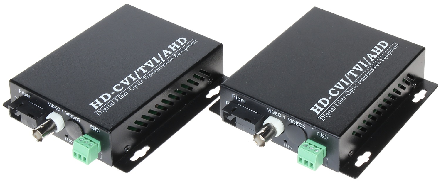 Set transmisie 1 canal video AHD/CVI/TVI + 1 RS485  pe fibra optica 20KM - 1080P OVH-1D/SC