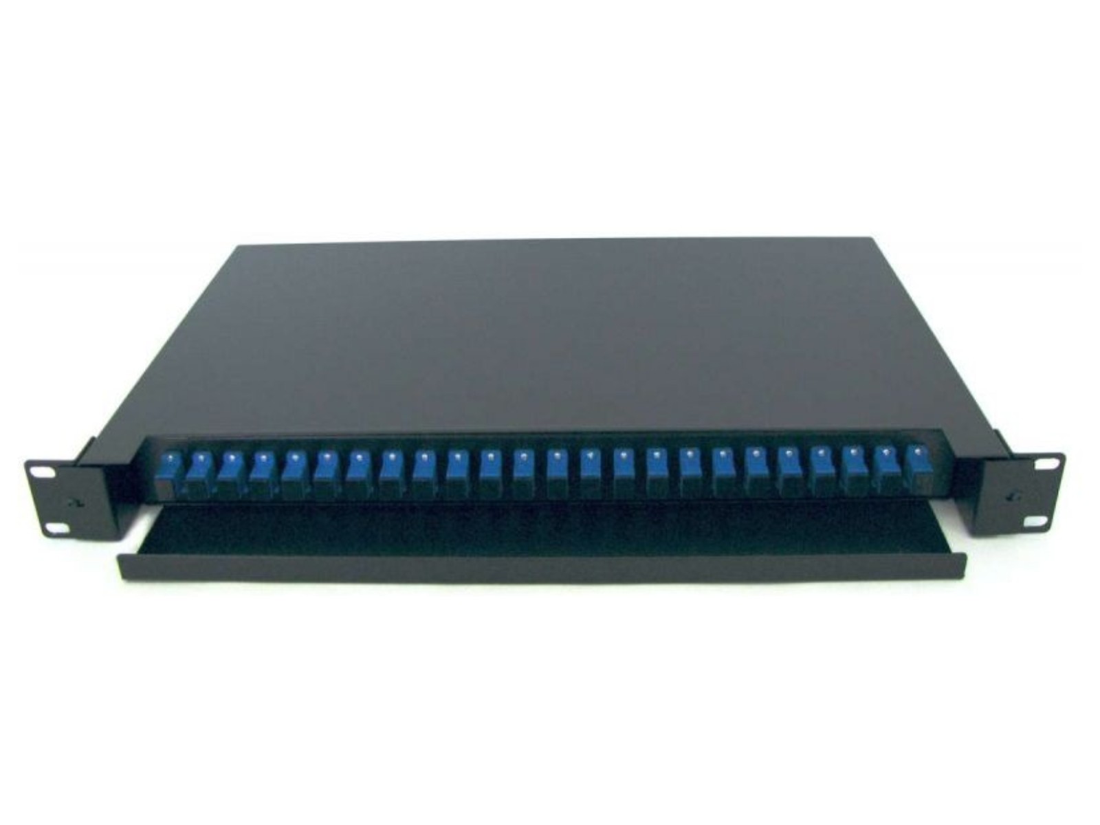 Patch panel optic pentru rack 19 inch, 1U, 24 adaptori SC/UPC Simplex, sertar glisant, caseta 24 suduri, otel, Braun Group PPS-24SUPC-S