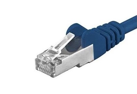 Patchcord SFTP CAT6A, AWG26, cupru, lungime 1m, albastru, PREMIUMCORD SFTP-6A-1-BL