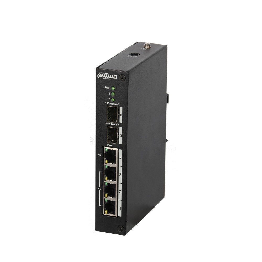 Switch 4 porturi POE, 2x SFP Gigabit, putere PoE 95W, fara management, PFS3206-4P-96 Dahua