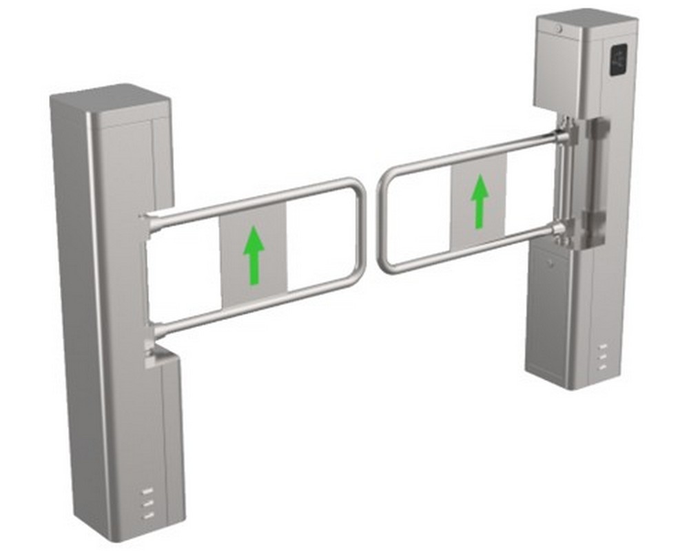 Poarta batanta pentru acces persoane, cititor mifare, brat otel, latime banda 1100mm, Hikvision, DS-K3BC411X-M-Dm110