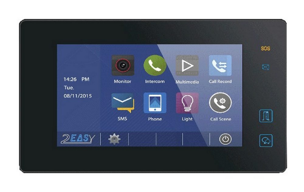 Post de interior video, conexiune pe 2 fire, LCD color 7 inch, DT47MG-TD7-bk