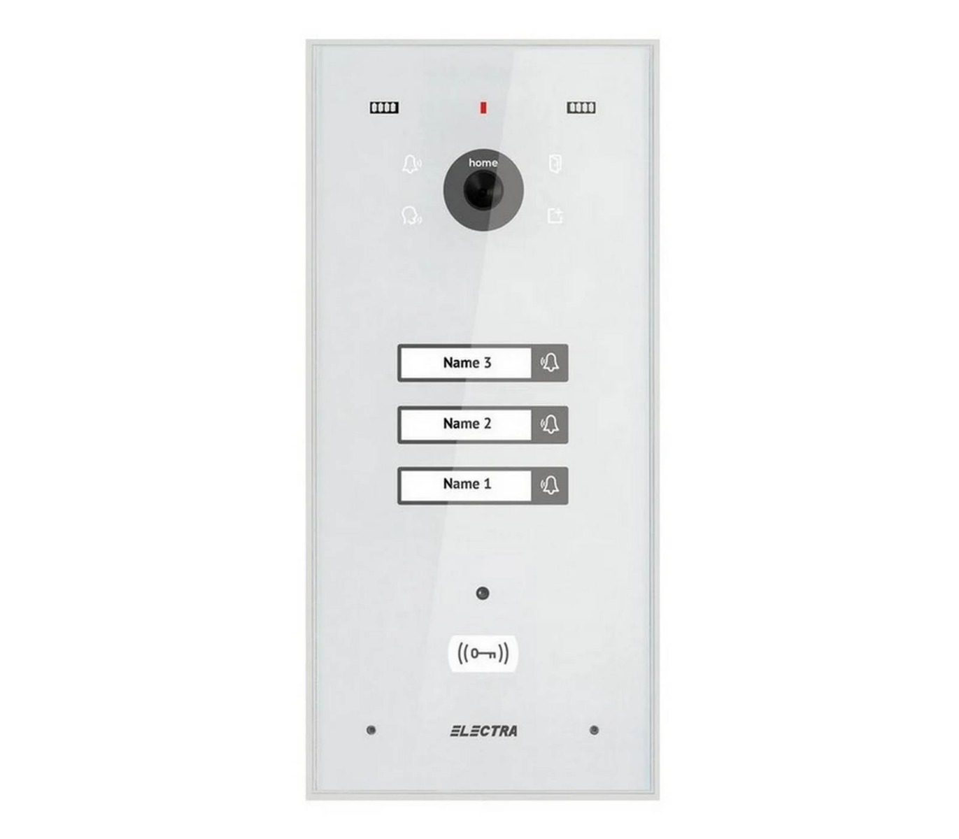 Post exterior videointerfon, 3 familii, montaj incastrat, 4 fire, culoare alba, cititor RFID, Electra VPH.03F03.ELWTL