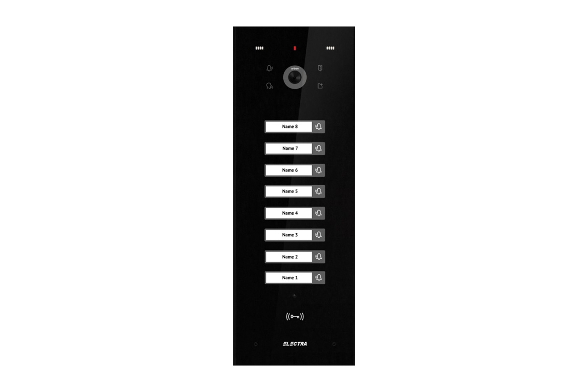 Post exterior videointerfon Electra VPU.08F03.ELBTL, 8 familii, camera CMOS, tastatura touch, acces RFID, montaj incastrat, IP44