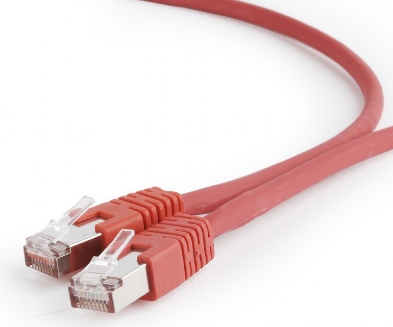 Patchcord S/FTP Cat6a, 27AWG, manta LSZH, lungime 0.5m, cupru, rosu, Gembird PP6A-LSZHCU-R-0.5M