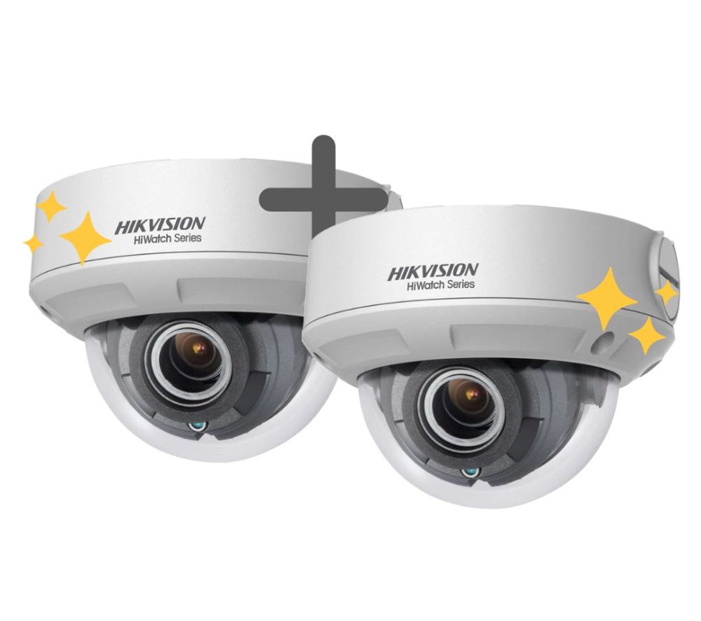 Pachet 2 camere Dome IP, 4MP, lentila varifocala 2.8-12mm, IR 30m, HiWatch HWI-D640H-Z(2.8-12mm)CX2