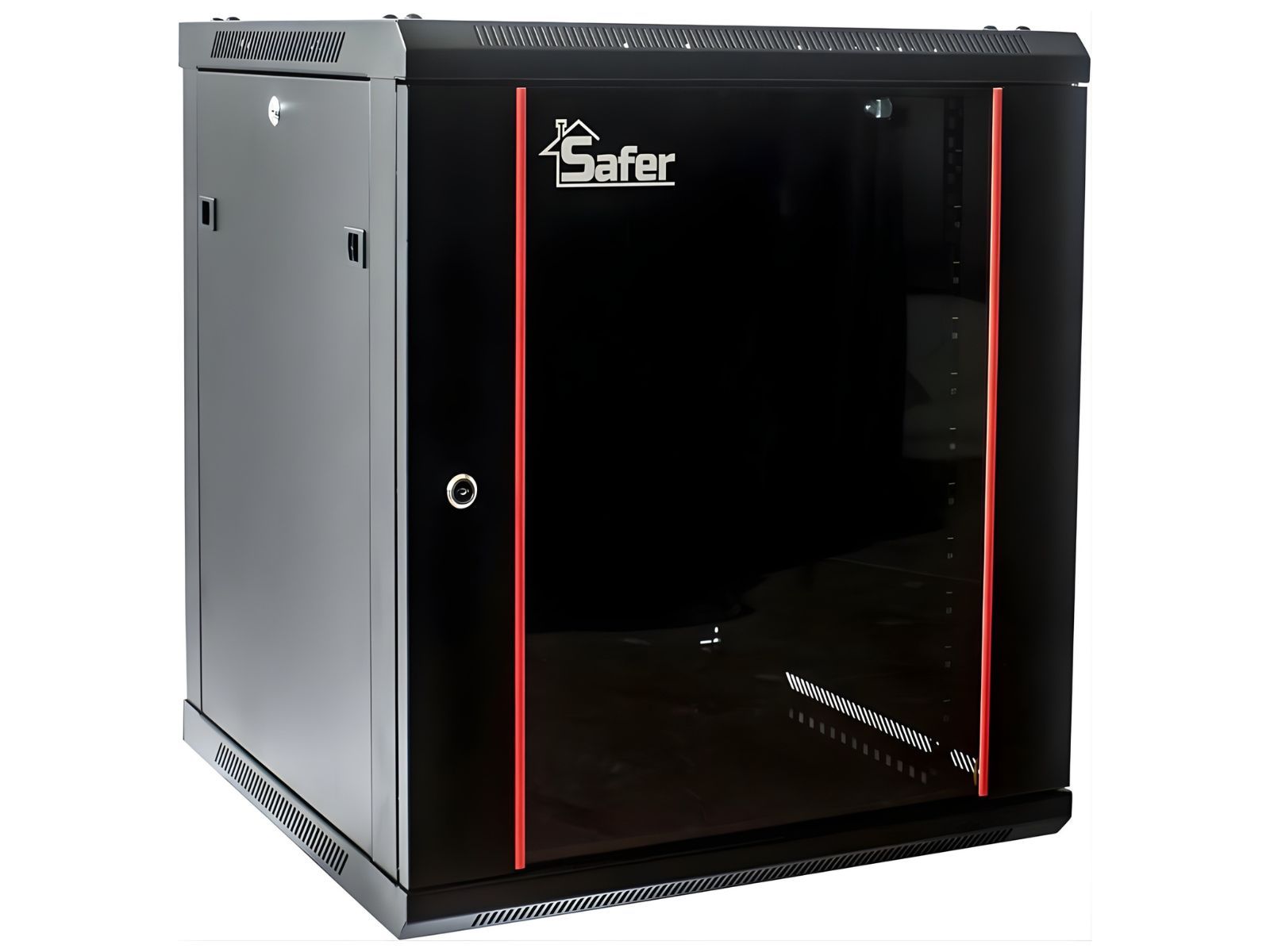 Rack 15U de perete, 600x600, yala cu cheie, usa din sticla securizata, Safer SAF-WMA-6615