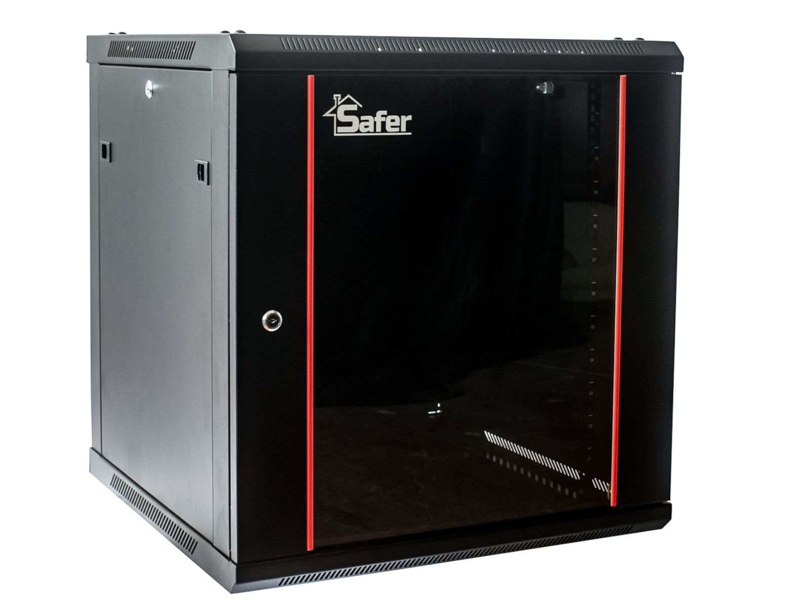 Rack de perete 12U, 19 inch, 600x600, usa din sticla securizata, capacitate 8kg, Safer SAF-WS80-6612