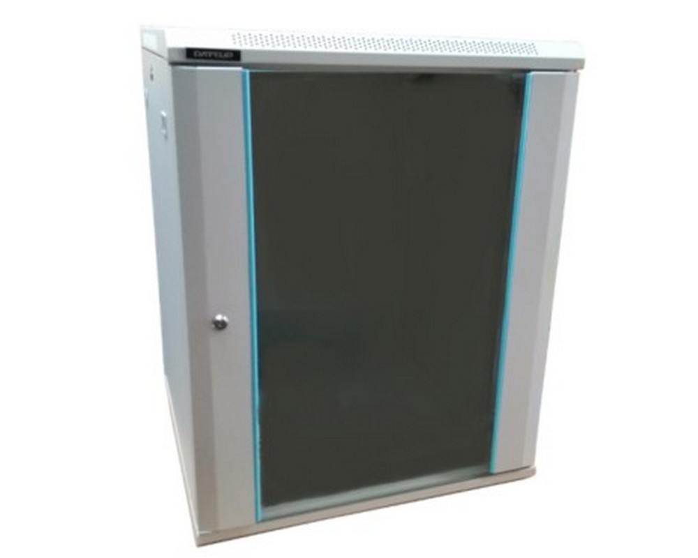 Rack 12U, 19”, 600×600mm, montare pe perete, usa din sticla, panouri laterale detasabile si securizate, gri, DATEUP MP.6612.9000