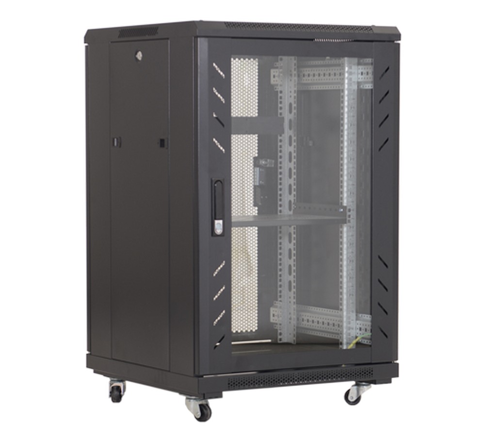 Rack podea 27U, 19 inch, 600x 600, metalic, negru, usa din sticla securizata, Asytech ASY-27U-6060E