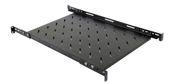 Raft fix pentru rack 19 inch, 1U, adancime 500mm, pentru rack 800mm, urechi fixare, otel 1.2mm, negru, SPACER SPSF-1U500HE-BK-03