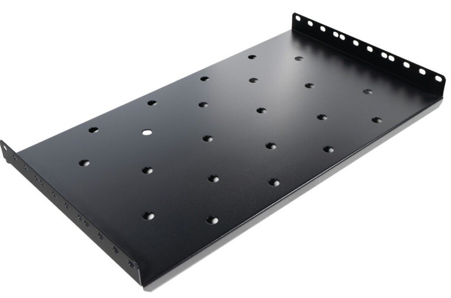 Raft fix pentru rack 19 inch, 1U, adancime 275mm, sarcina 60Kg, vopsea antistatica, otel 1.2mm, perforat, Spacer SPSF-1U275-BK-03