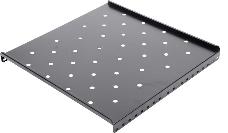 Raft fix pentru rack Spacer, 19 inch, 1U, adancime 475mm, cabinet 800mm, capacitate ridicata, vopsea antistatic, otel 1.2mm, negru, SPSF-1U475H-BK-03