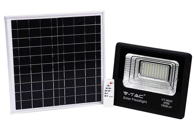 Reflector LED cu panou solar, 20W, 6000K, 1650lm, baterie de 10000mAh, V-Tac SKU-94010