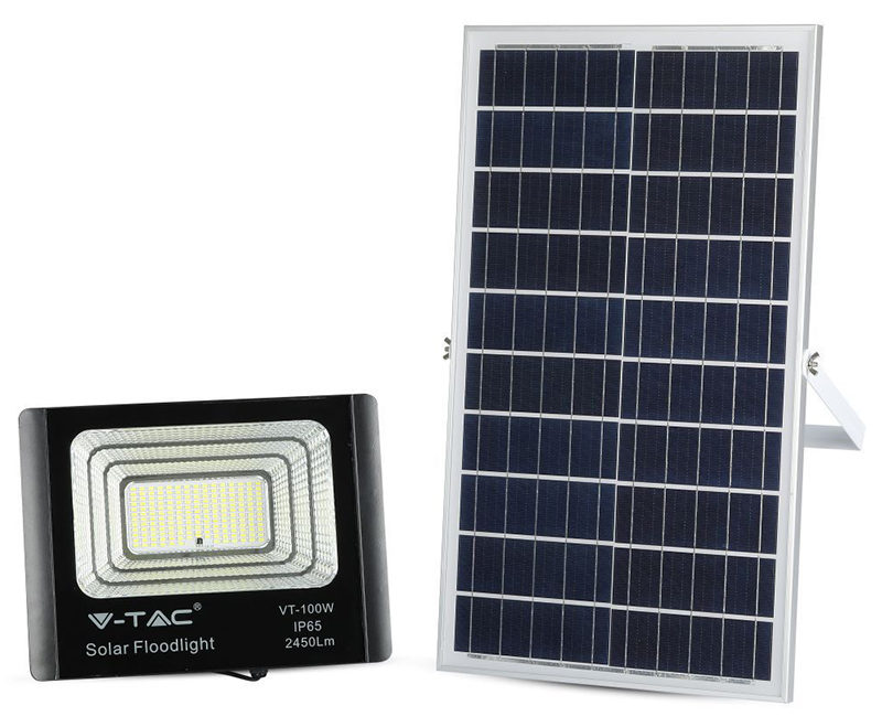 Reflector LED cu panou solar, 35W, 6000K, 2450lm, baterie de 15000mAh, V-Tac SKU-94012