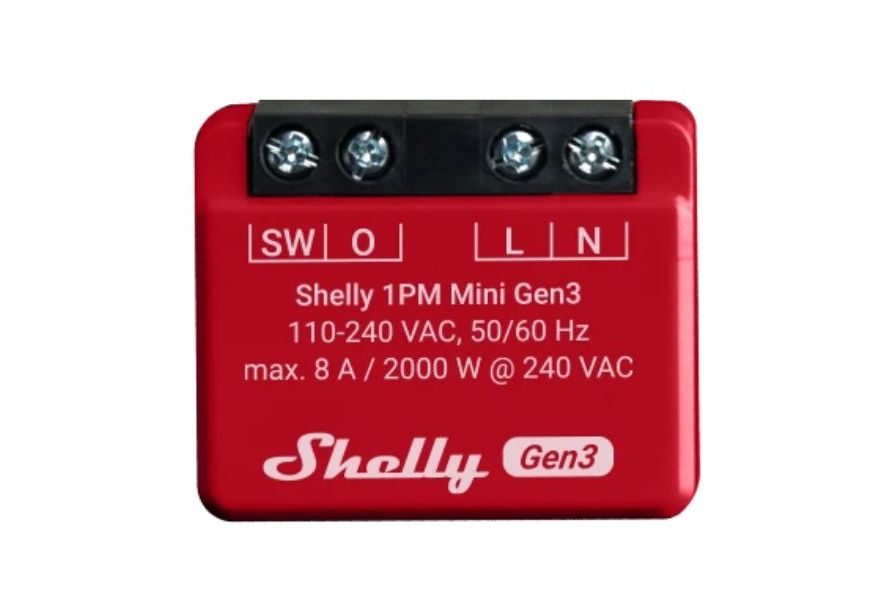 Releu inteligent 1 canal 8A, Shelly Plus 1PM MINI GEN3, 240VAC, Wi-Fi, Bluetooth