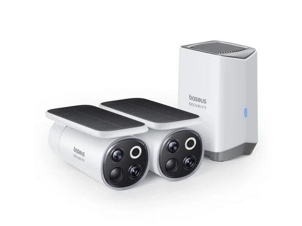 Camera supraveghere wireless cu panou solar si baterie Baseus S0TX002131, 2x camere, Wi-Fi, 3K, vedere color noaptea 8m, audio bidirectional, memorie interna 16GB, compatibil cu Google si Alexa