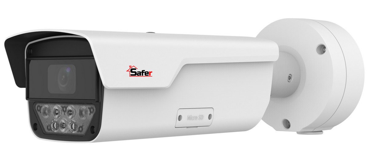 Camera supraveghere IP ANPR, 4MP, lentila varifocala 2.8mm-12mm, Iluminare duala 50m, slot microSD, PoE, IP67, IK10, Safer SAF-IPCLPR4MP50F2812-IL(U)