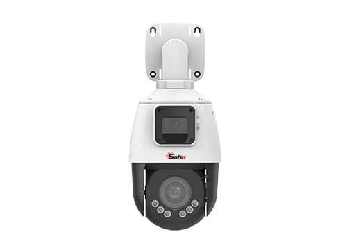 Camera de supraveghere IP PTZ, 2MP+2MP, iluminare duala, zoom optic x4, audio bidirectional, slot card microSD, IP66, PoE, Safer SAF-IPCPTZ2X2MP50F2812(U)