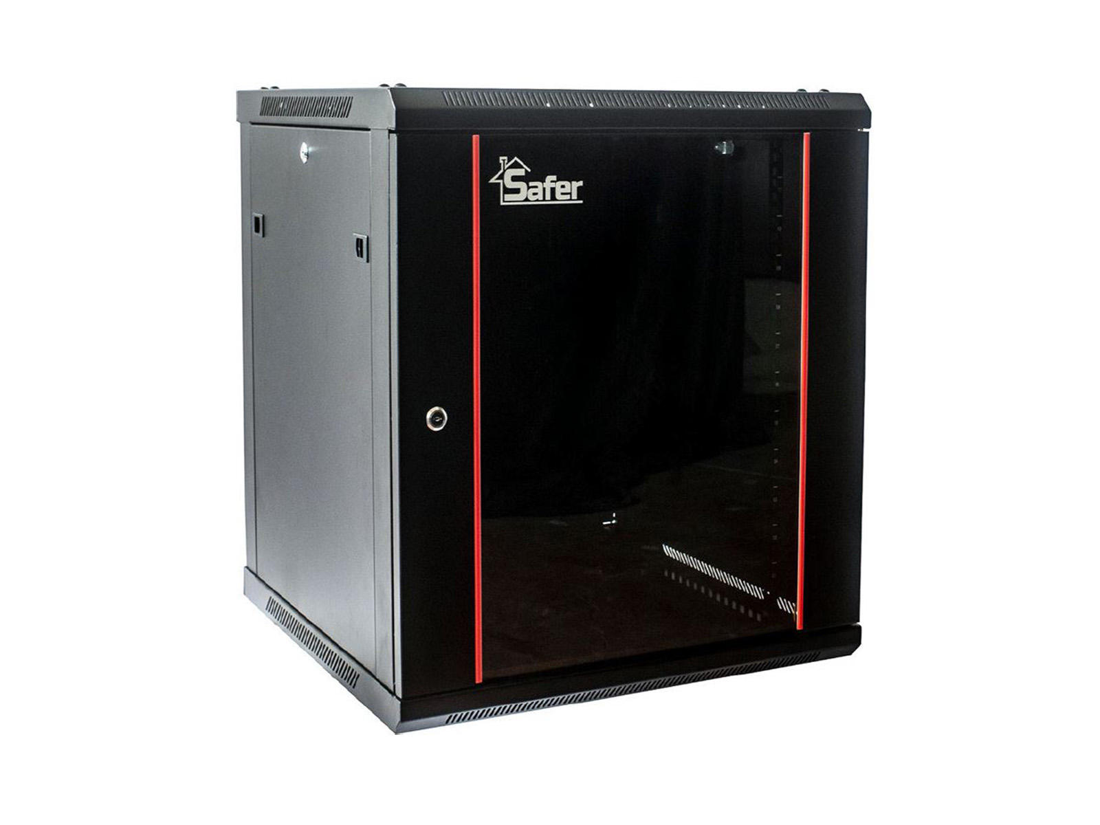 Rack 18U de perete, 600x600, yala cu cheie, usa din sticla securizata, Safer SAF-WMA-6618