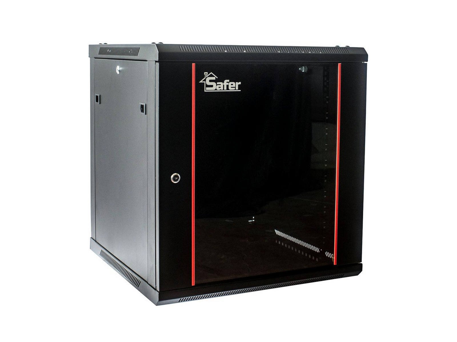 Rack 22U, montaj pe perete, 600x600, usa din sticla securizata, yala cu cheie, Safer SAF-WMA-6622