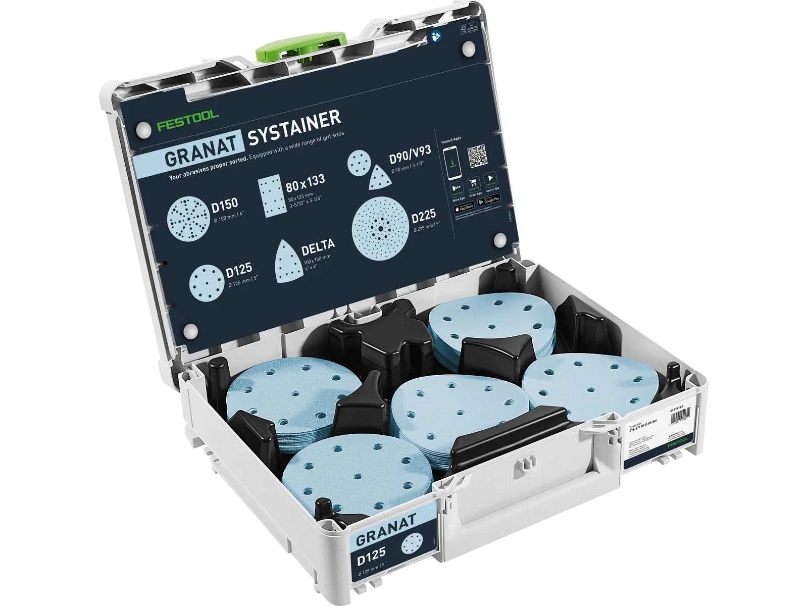 Systainer pentru materiale abrazive Festool Granat D90 si V93, 160 piese, 578196