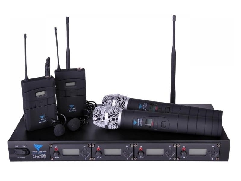 Set 4 microfoane wireless lavaliera + mana UHF Azusa