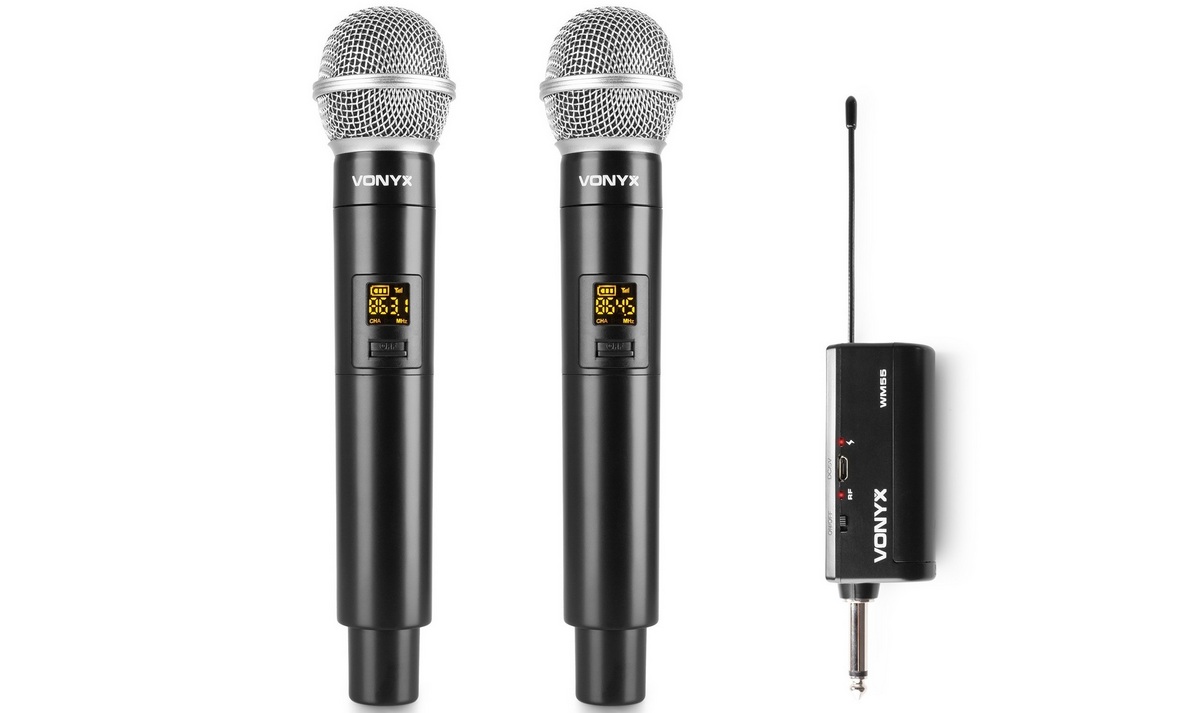 Set 2 microfoane wireless UHF Vonyx WM552, Plug and Play