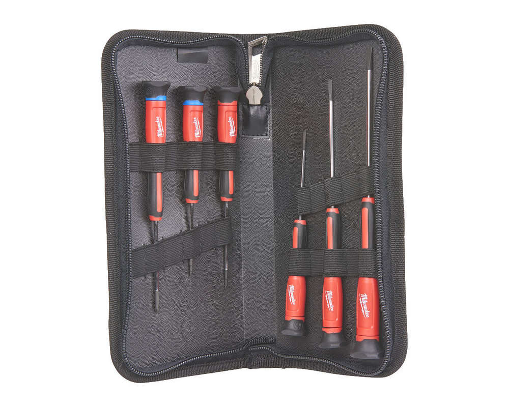 Set 6 surubelnite de precizie PH si SL Milwaukee, husa textila cu fermoar, 4932471869