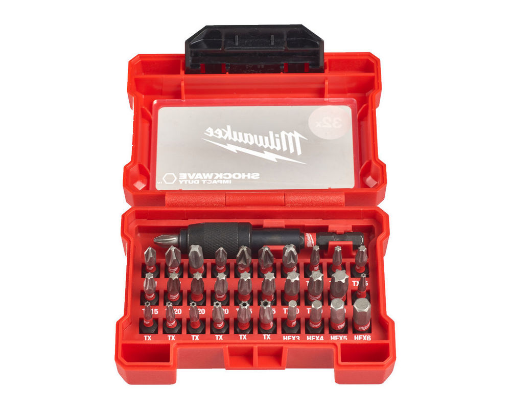 Set de 32 biti Milwaukee Shockwave Impact Duty, cutie cu organizator, 4932464240
