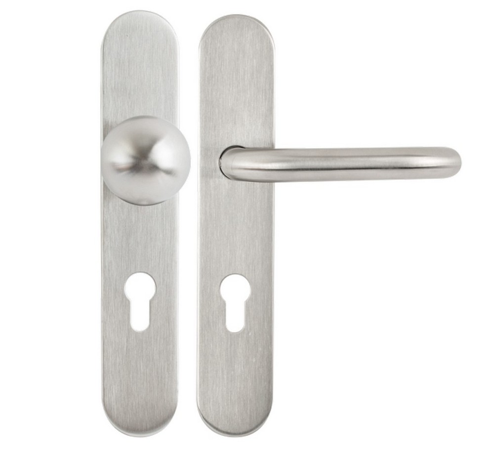Set de manere cu clanta tubulara, buton fix drept, shield intreg, interax 90 mm, YH-D90L-90
