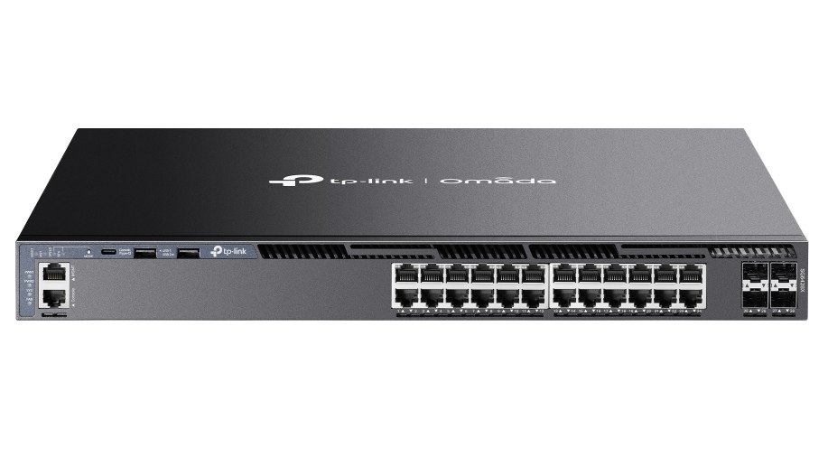 Switch 30 porturi Tp-Link Omada SG6428X, 24x Gb RJ45, 4x 10Gbps SFP, 2x RJ45, porturi USB C, capacitate 128Gbps, cu management